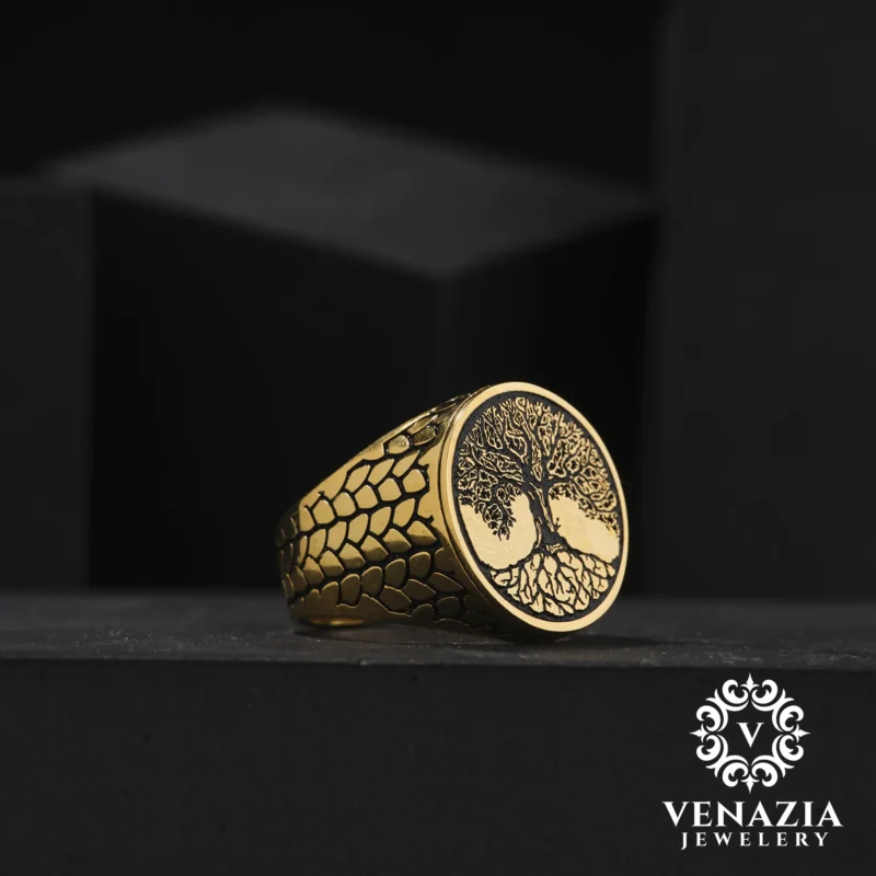 1 Hayat Ağacı Gümüş Yüzük Modeli