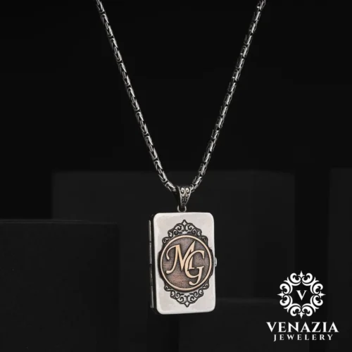 1 Kapaklı Gümüş Erkek Kolye