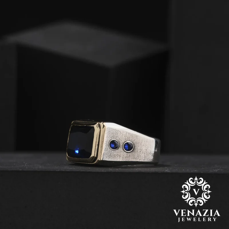 Safir Taşlı Gümüş Yüzük