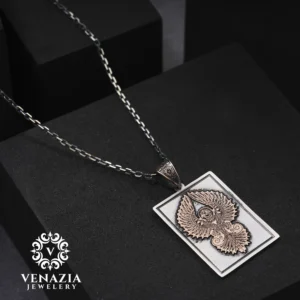 2 Anka Kuşu Ve Harfli Gümüş Kolye Modeli