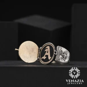 3 Rota Ve Pusula Gümüş Erkek Yüzük Modeli