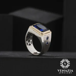 Safir Taşlı Gümüş Yüzük