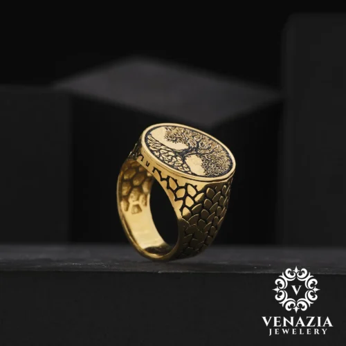 3 Hayat Ağacı Gümüş Yüzük Modeli