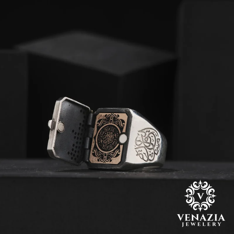 3 Harf Kapaklı Gümüş Erkek Yüzük Modeli