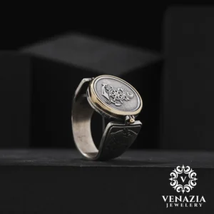 4 Rota Ve Pusula Gümüş Erkek Yüzük Modeli