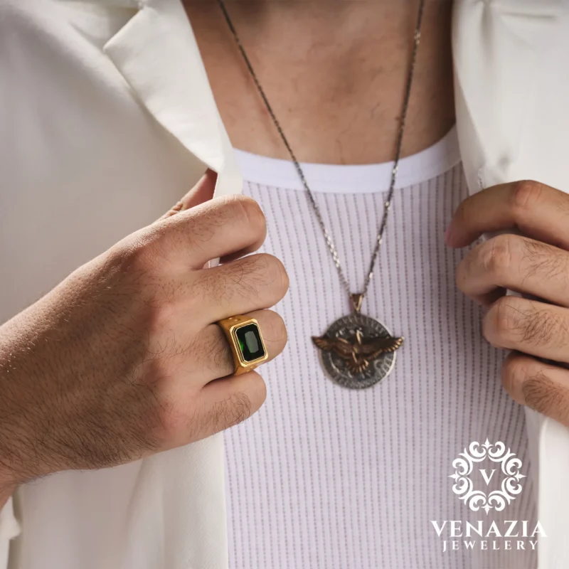 Yeşil Zirkon Taşlı Gümüş Yüzük