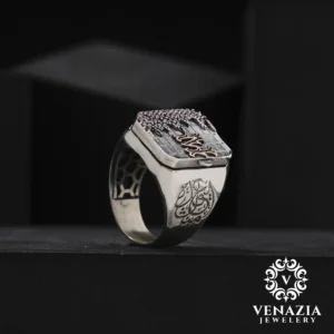 4 Harf Kapaklı Gümüş Erkek Yüzük Modeli