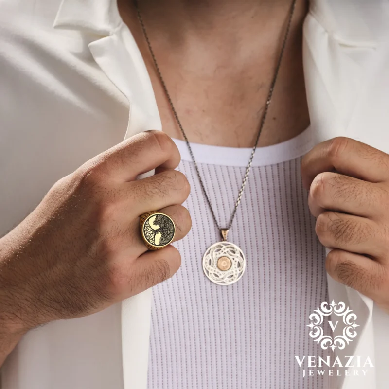 4 Hayat Ağacı Gümüş Yüzük Modeli