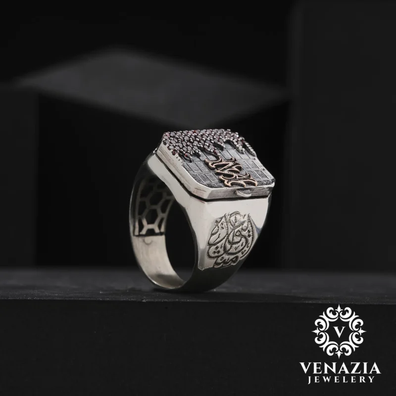 4 Harf Kapaklı Gümüş Erkek Yüzük Modeli