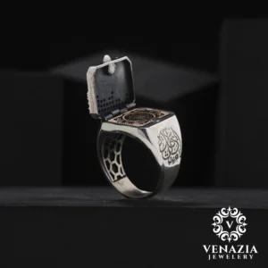 5 Harf Kapaklı Gümüş Erkek Yüzük Modeli