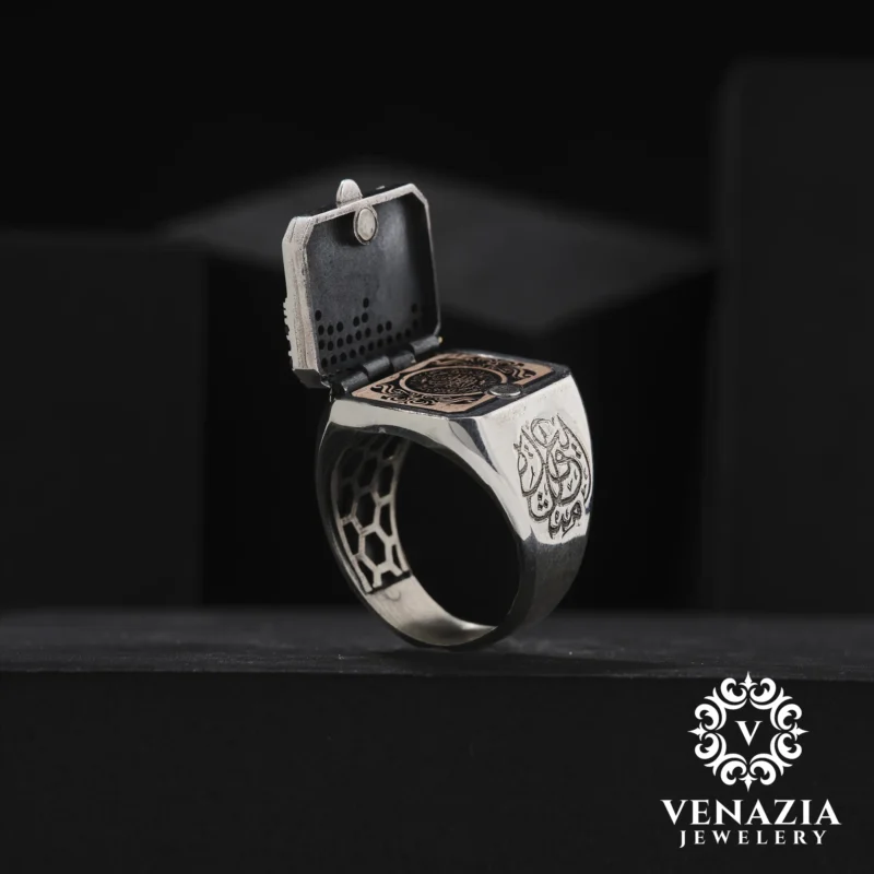 5 Harf Kapaklı Gümüş Erkek Yüzük Modeli