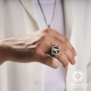 6 Rota Ve Pusula Gümüş Erkek Yüzük Modeli