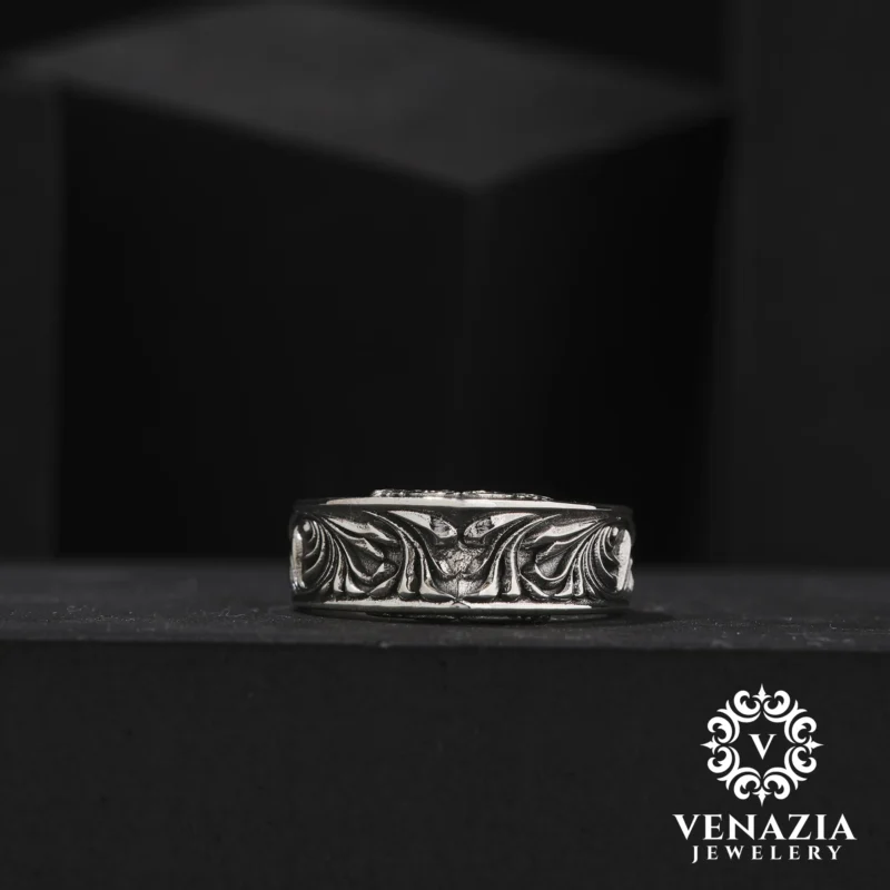 Gravürlü Gümüş Erkek Yüzük