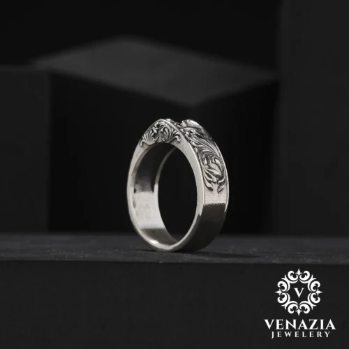 VENAZIA 14 AGUSTOS 20230383 Gravürlü Gümüş Erkek Yüzük