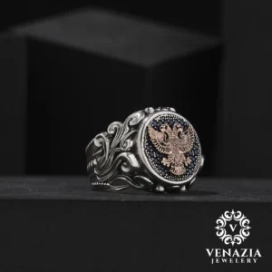 Çift Başlıklı Kartal Gümüş Yüzük Modeli