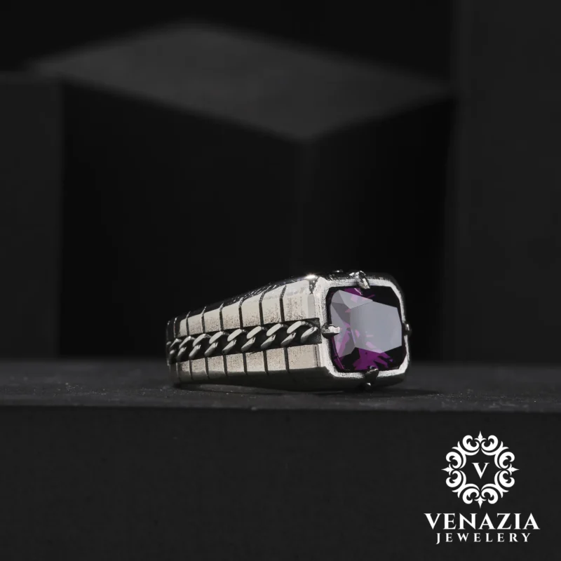 VENAZIA 14 AGUSTOS 20230410 Ametist Taşlı Gümüş Yüzük Modeli