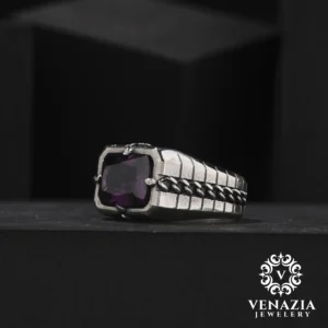 VENAZIA 14 AGUSTOS 20230411 Ametist Taşlı Gümüş Yüzük Modeli