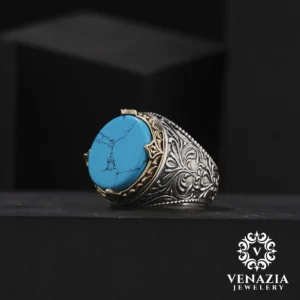 VENAZIA 14 AGUSTOS 20230418 Çift Başlıklı Gümüş Erkek Yüzük Modeli