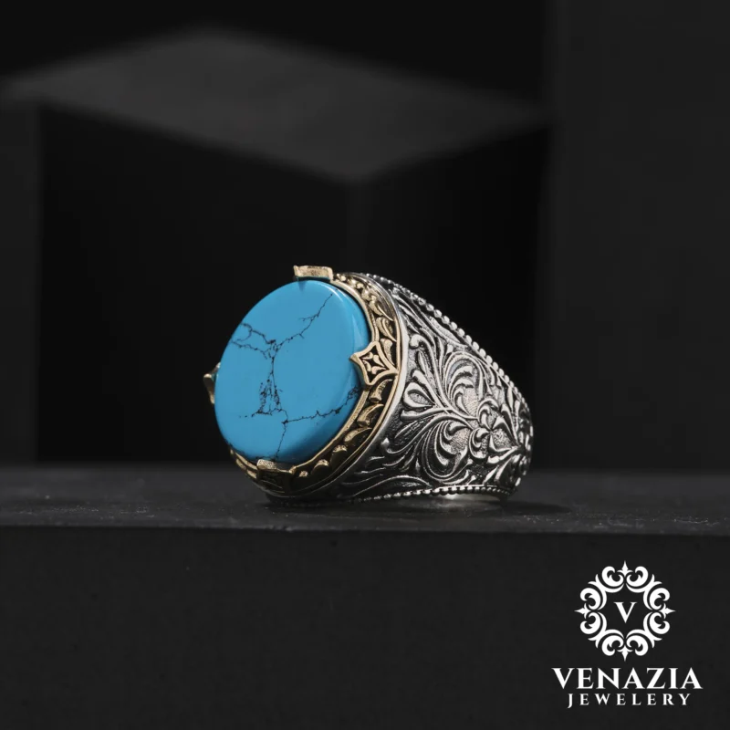 VENAZIA 14 AGUSTOS 20230418 Çift Başlıklı Gümüş Erkek Yüzük Modeli