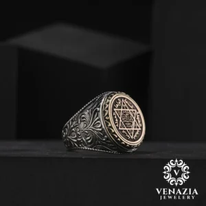 VENAZIA 14 AGUSTOS 20230426 Çift Başlıklı Gümüş Erkek Yüzük Modeli