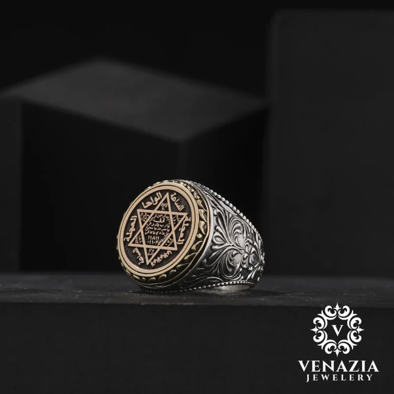 VENAZIA 14 AGUSTOS 20230427 Çift Başlıklı Gümüş Erkek Yüzük Modeli
