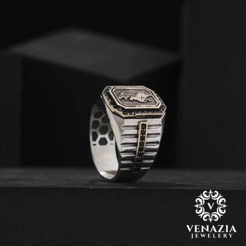 Anka Kuşu Gümüş Erkek Yüzük Modeli