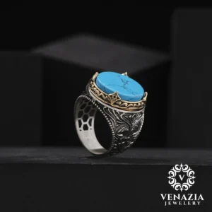 VENAZIA 14 AGUSTOS 20230495 Çift Başlıklı Gümüş Erkek Yüzük Modeli