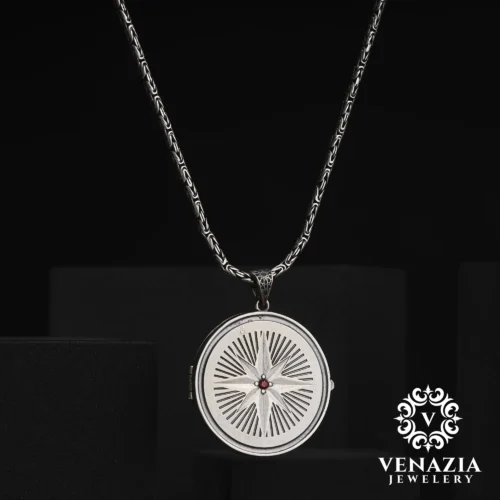 Ay Yıldız Ve Hz Süleyman'ın Mührü Gümüş Kolye