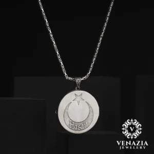 VENAZIA 14 AGUSTOS 20230548 Ay Yıldız Ve Hz Süleyman'ın Mührü Gümüş Kolye