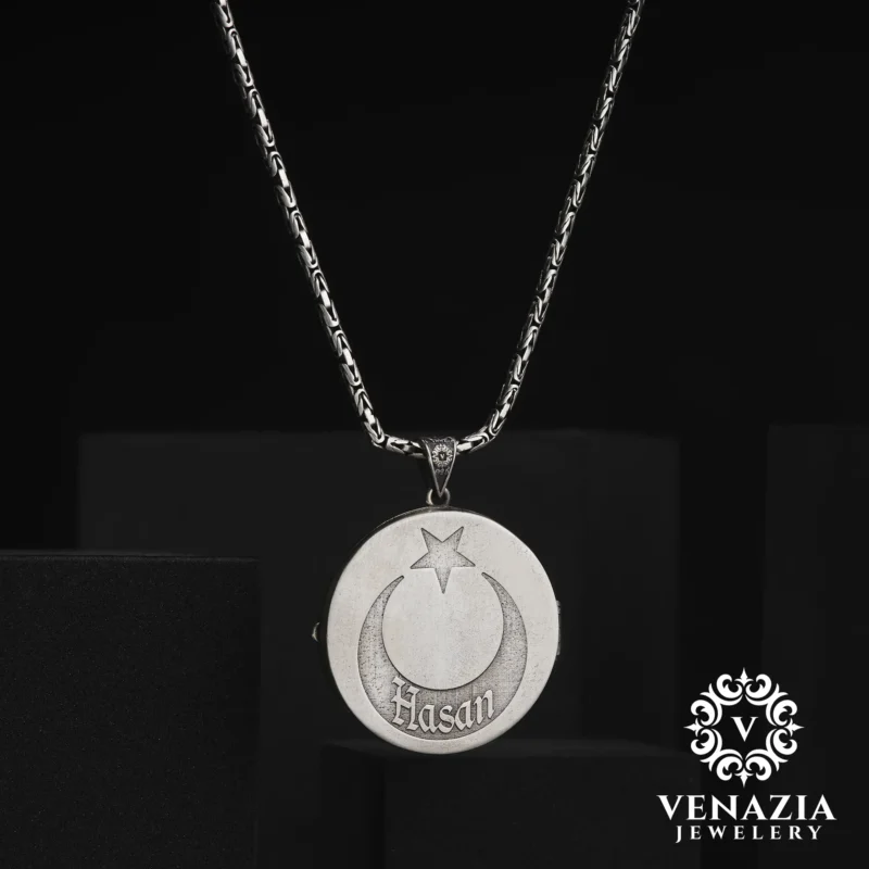 VENAZIA 14 AGUSTOS 20230548 Ay Yıldız Ve Hz Süleyman'ın Mührü Gümüş Kolye