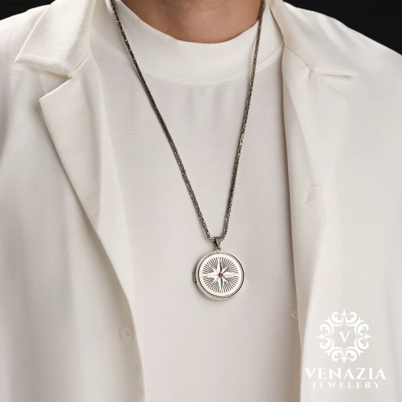 VENAZIA 14 AGUSTOS 20230674 copy Ay Yıldız Ve Hz Süleyman'ın Mührü Gümüş Kolye