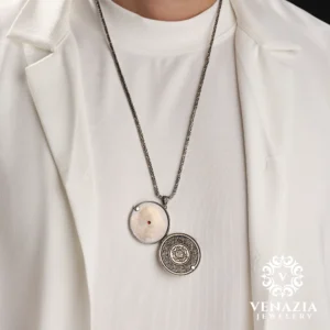 VENAZIA 14 AGUSTOS 20230675 copy Ay Yıldız Ve Hz Süleyman'ın Mührü Gümüş Kolye