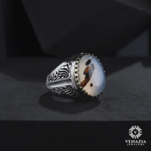 Akik Taşlı Gümüş Yüzük Modeli