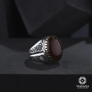 Akik Taşlı Gümüş Yüzük Modeli