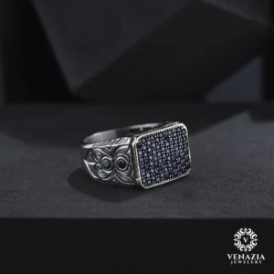 VeNAZIA 30-10-20232578 copy Taşlı Gümüş Erkek Yüzük Modeli