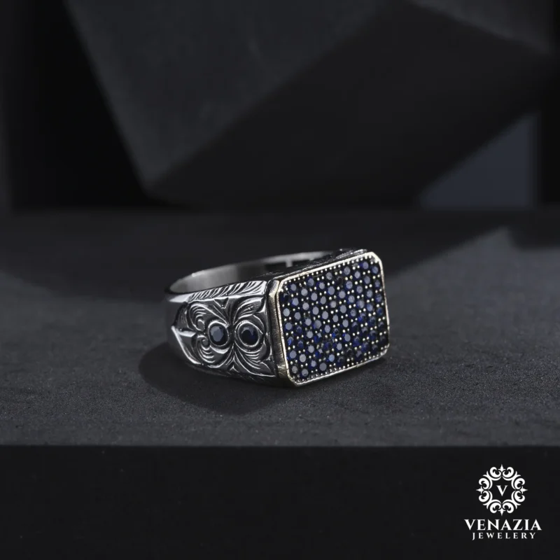 VeNAZIA 30-10-20232578 copy Taşlı Gümüş Erkek Yüzük Modeli