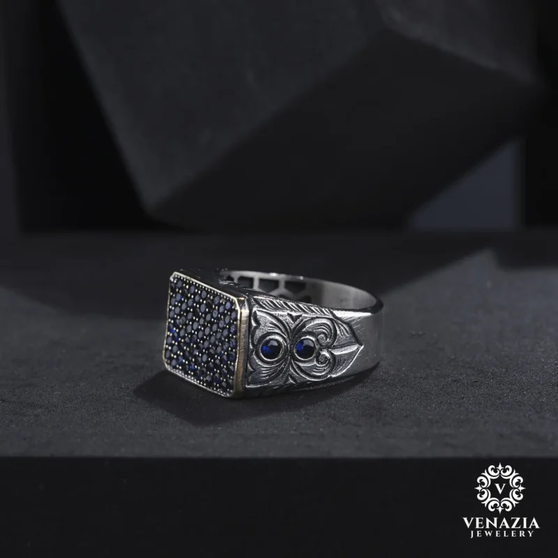 VeNAZIA 30-10-20232579 copy Taşlı Gümüş Erkek Yüzük Modeli
