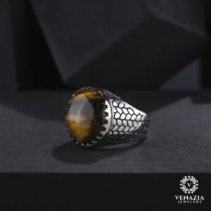 VeNAZIA 30-10-20232609 copy Kaplan Gözü Taşlı Gümüş Yüzük Modeli