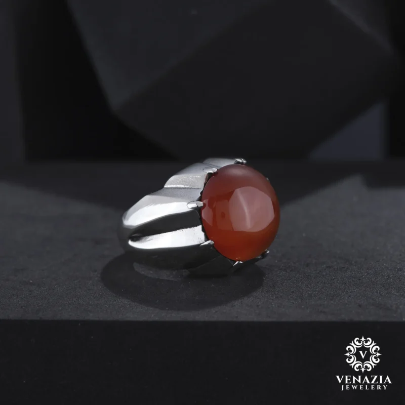 VeNAZIA 30-10-20232696 copy Akik Taşlı Gümüş Yüzük Modeli