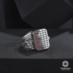 VeNAZIA 30-10-20232731 copy Kapaklı Gümüş Erkek Yüzük Modeli