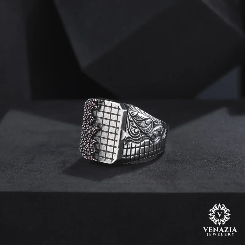 Kapaklı Gümüş Erkek Yüzük Modeli