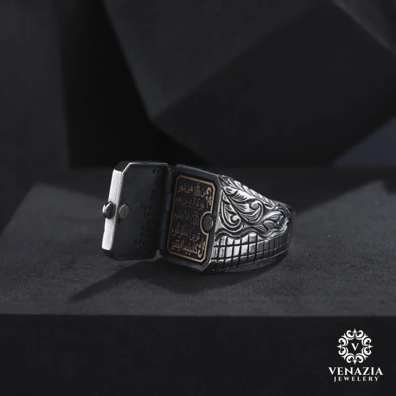 VeNAZIA 30-10-20232733 copy Kapaklı Gümüş Erkek Yüzük Modeli