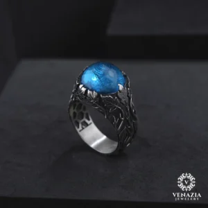 VeNAZIA 30-10-20232874 copy Sarmaşık Akuamarin Taşlı Gümüş Yüzük