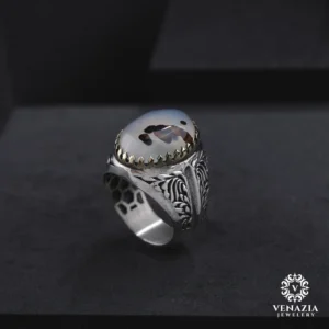 Akik Taşlı Gümüş Yüzük Modeli
