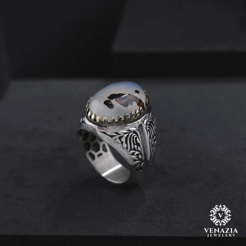 Akik Taşlı Gümüş Yüzük Modeli