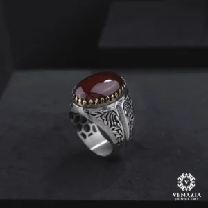 Akik Taşlı Gümüş Yüzük Modeli