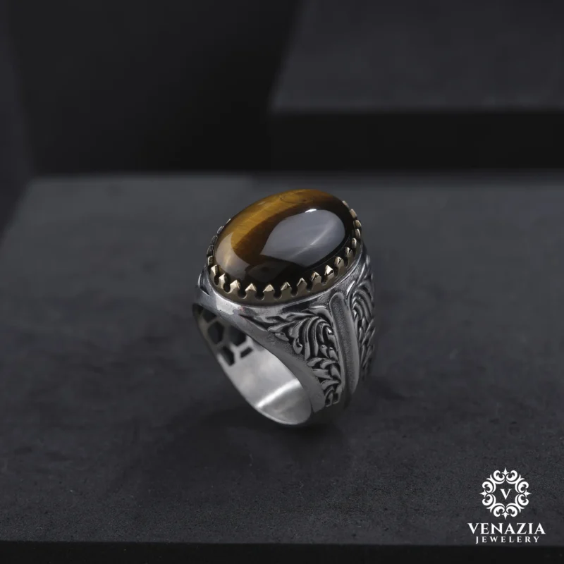 VeNAZIA 30-10-20232883 copy Kaplan Gözü Gümüş Yüzük Modeli