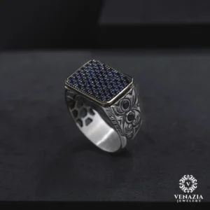 VeNAZIA 30-10-20232884 copy Taşlı Gümüş Erkek Yüzük Modeli