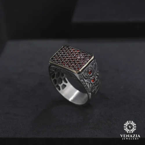 VeNAZIA 30-10-20232888 copy Taşlı Gümüş Erkek Yüzük Modeli