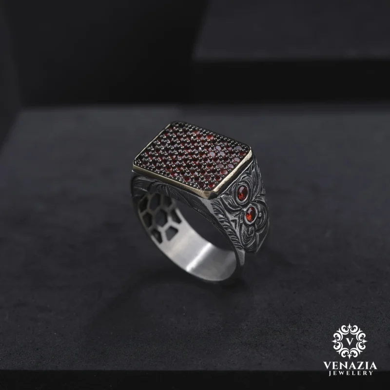 VeNAZIA 30-10-20232888 copy Taşlı Gümüş Erkek Yüzük Modeli